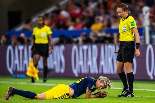 Lina Hurtig of Sweden in pain