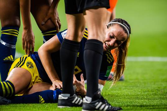 Kosovare Asllani of Sweden in pain
