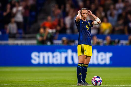 Kosovare Asllani of Sweden looks dejected
