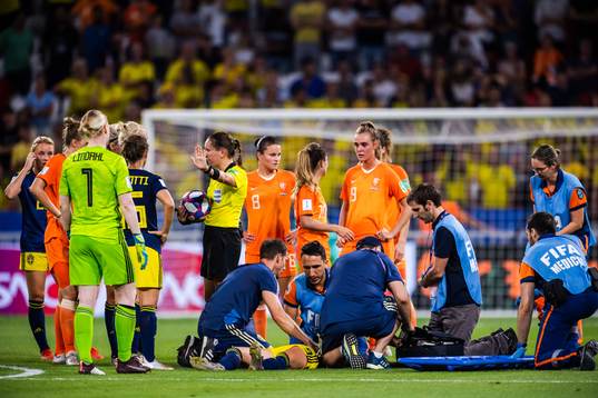 Kosovare Asllani of Sweden in pain