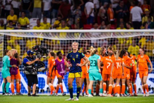 Hanna Glas of Sweden looks dejected