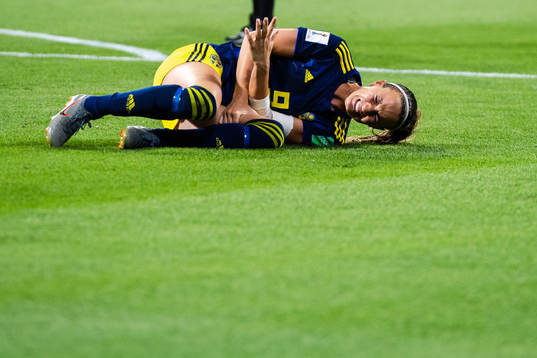 Kosovare Asllani of Sweden in pain