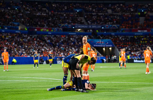 Kosovare Asllani of Sweden in pain