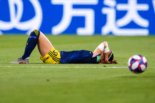 Kosovare Asllani of Sweden in pain
