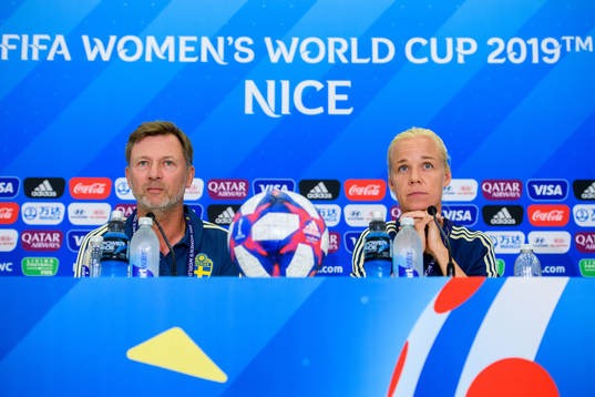 Peter Gerhardsson, Head coach and Caroline Seger of Sweden