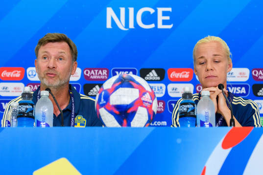 Peter Gerhardsson, Head coach and Caroline Seger of Sweden