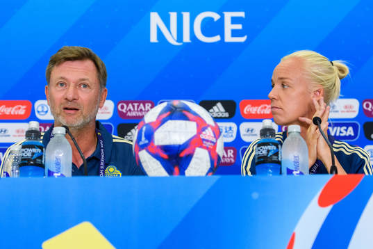 Peter Gerhardsson, Head coach and Caroline Seger of Sweden