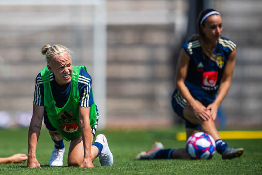 Caroline Seger and Kosovare Asllani of Sweden