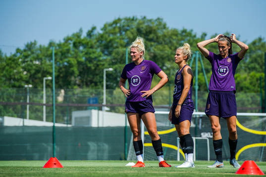 Millie Bright, Rachel Ann Daly and Jill Scott of Englad