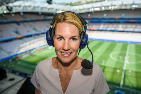 Hanna Marklund, commentator of TV4/ Cmore ahead the FIFA
