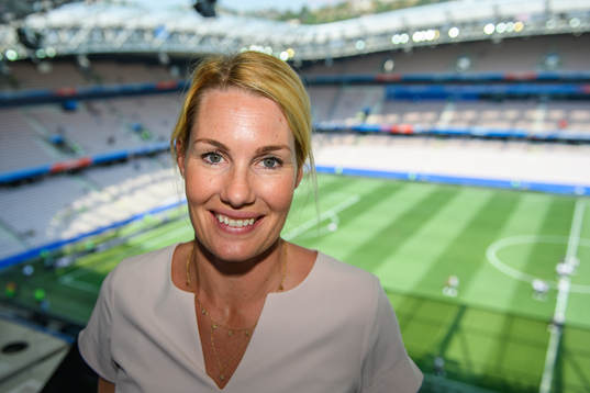 Hanna Marklund, commentator of TV4/ Cmore ahead the FIFA