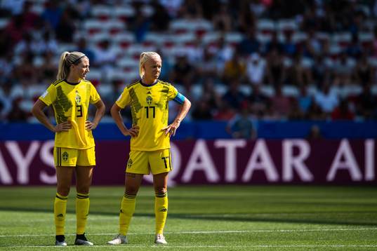 Linda Sembrant and Caroline Seger of Sweden look dejected