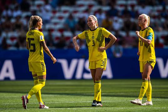 Nathalie Björn, Linda Sembrant and Caroline Seger of Sweden