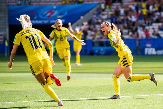 Kosovare Asllani of Sweden celebrates