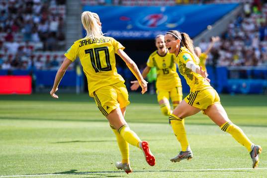 Kosovare Asllani of Sweden celebrates
