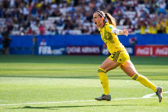 Kosovare Asllani of Sweden celebrates