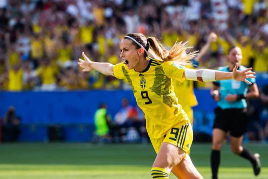 Kosovare Asllani of Sweden celebrates