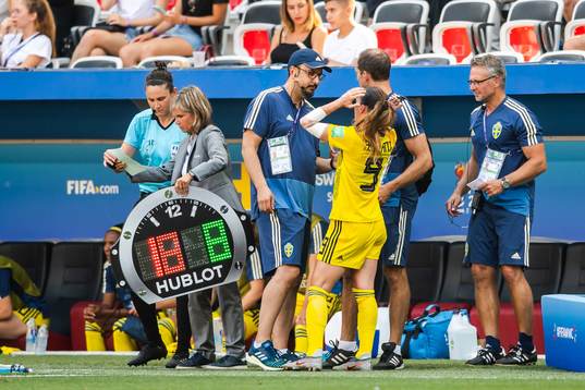 Kosovare Asllani of Sweden in pain