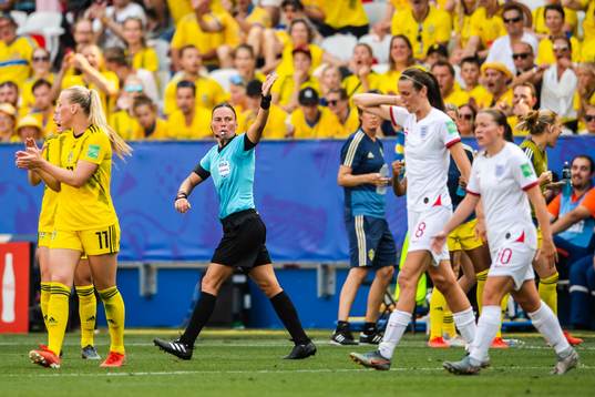 Referee Anastasia Pustovoitova judges away 2-2
