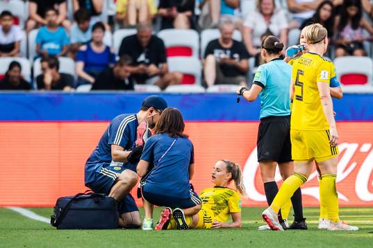 Nathalie Björn of Sweden in pain