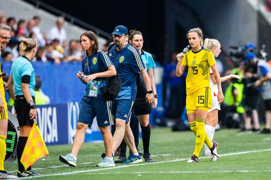 Nathalie Björn of Sweden leaves the pitch