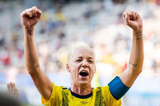 Caroline Seger of Sweden celebrates