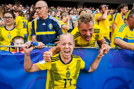 Caroline Seger of Sweden celebrate