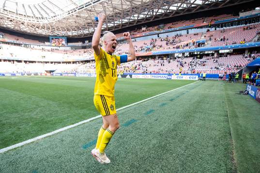 Caroline Seger of Sweden celebrate