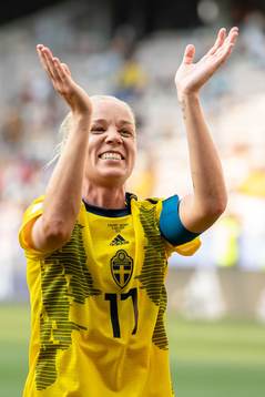 Caroline Seger of Sweden celebrates winning bronze