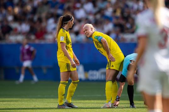 Caroline Seger of Sweden in pain