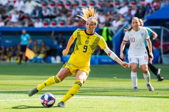 Kosovare Asllani of Sweden scores 1-0
