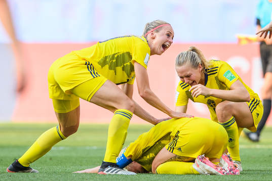 Amanda Ilestedt, Caroline Seger and Magdalena Eriksson of
