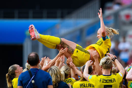 Caroline Seger of Sweden celebrate with teammates