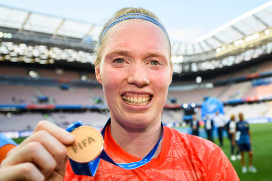 Goalkeeper Hedvig Lindahl of Sweden celebrates with her