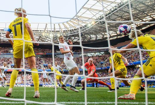 Goalkeeper Hedvig Lindahl and Nilla Fischer of Sweden when