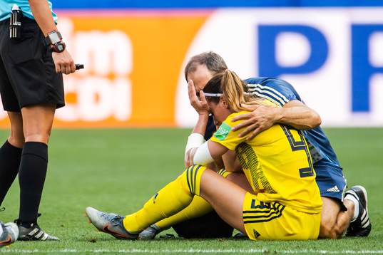 Kosovare Asllani of Sweden in pain