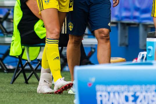 Fridolina Rolfö of Sweden with bandage around her foot
