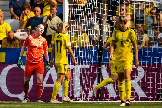 Goalkeeper Hedvig Lindahl of Sweden look dejected