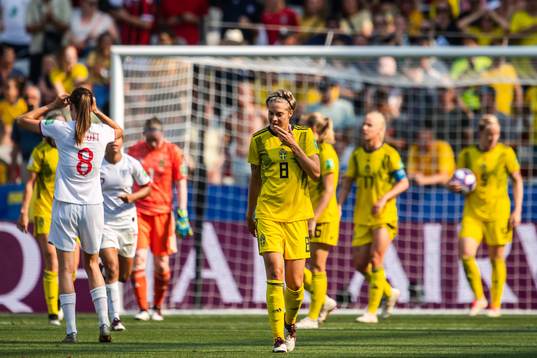 Lina Hurtig of Sweden looks dejected