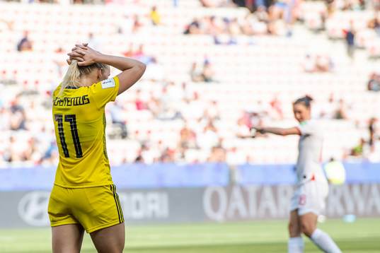 Stina Blackstenius of Sweden look dejected