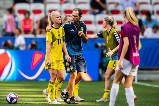 Caroline Seger of Sweden looks dejected