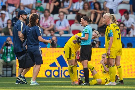 Nathalie Björn of Sweden in pain