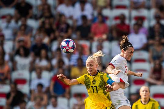 Caroline Seger of Sweden and Lucy Bronze of England