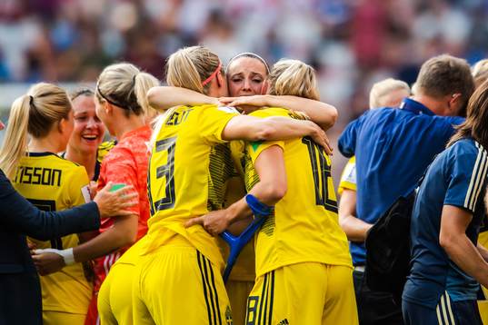 Amanda Ilestedt, Kosovare Asllani and Fridolina Rolfö of