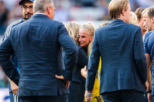 Sofia Jakobsson of Sweden in tears
