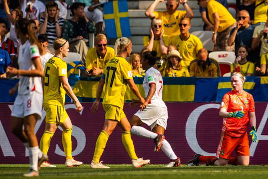 Goalkeeper Hedvig Lindahl of Sweden looks dejected