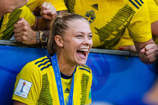 Fridolina Rolfö of Sweden celebrates