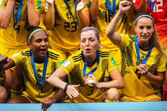 Madelen Janogy , Linda Sembrant and Kosovare Asllani of