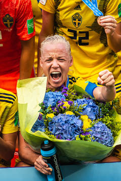 Caroline Seger of Sweden celebrate