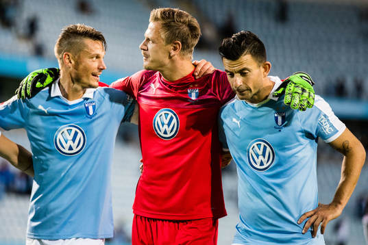 Malmö FFs Markus Rosenberg, Johan Dahlin och Behrang Safari